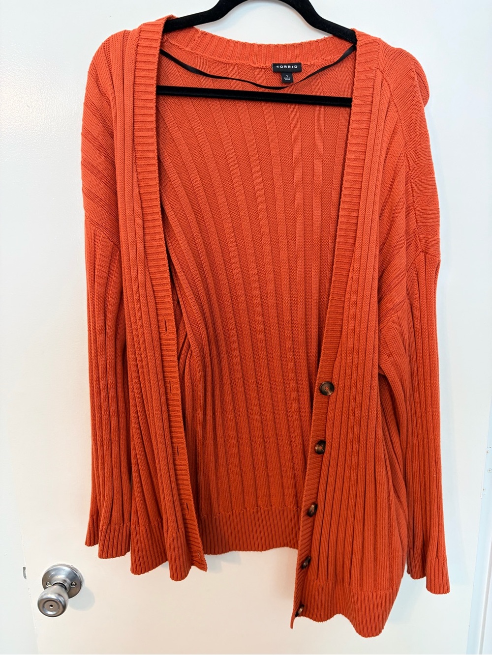 Torrid Size 1 Rust Orange Ribbed Oversized Button Cardigan Sweater